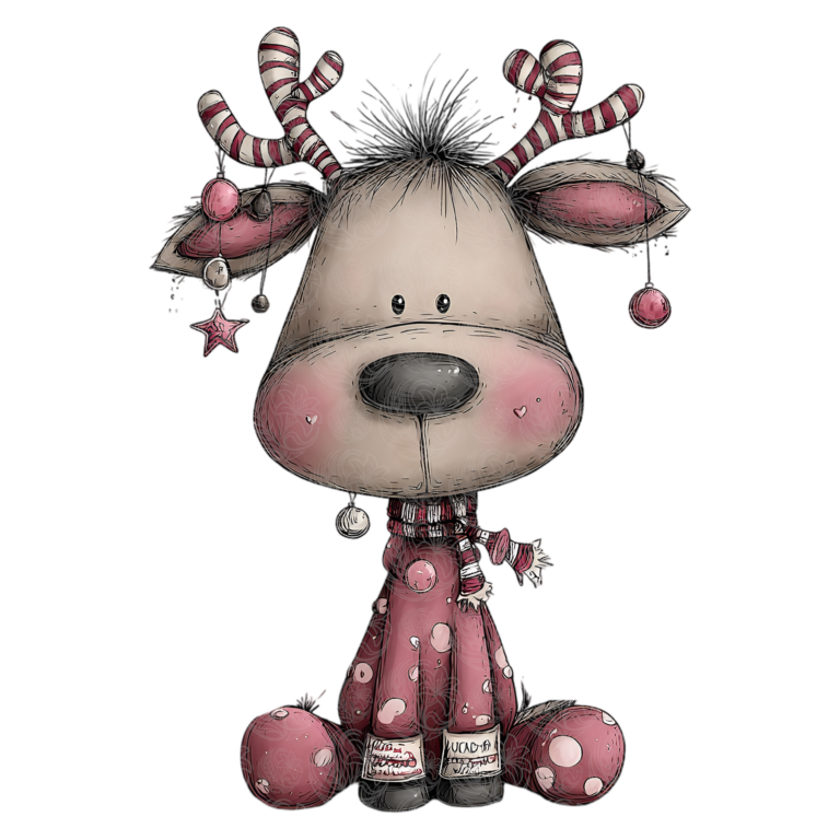 Cute Cartoon Christmas Reindeer with Ornaments – GBH22571